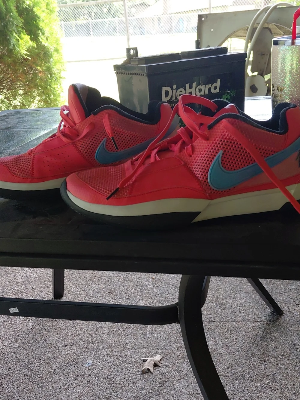 Red Athletic Sneakers with Teal Logo Men Nike 11.5 No Box Pink And Orange